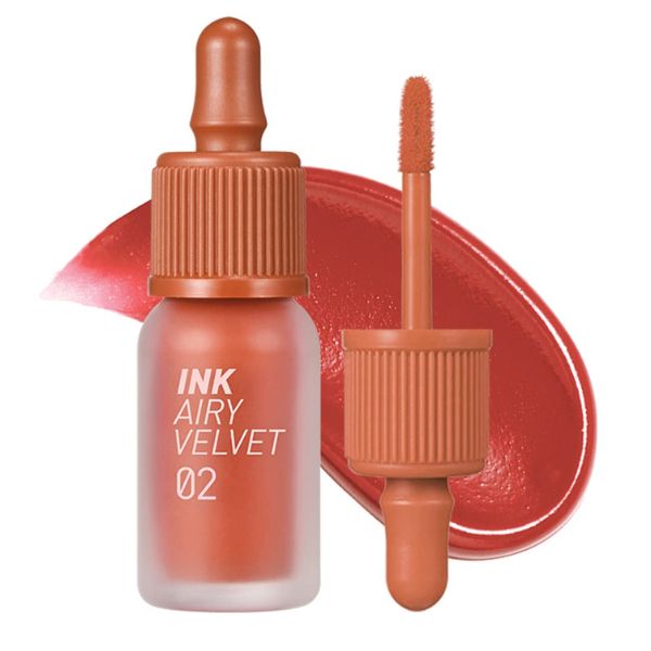 Peripera Airy Velvet, 4g, Ruj lichid semimat - 02 Selfie Orange Brown