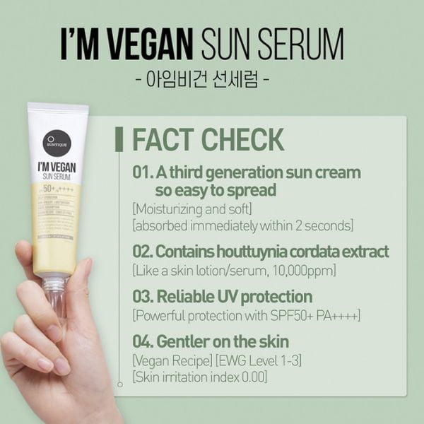 Suntique I'm Vegan Sun Serum, SPF50+ PA++++, 45ml