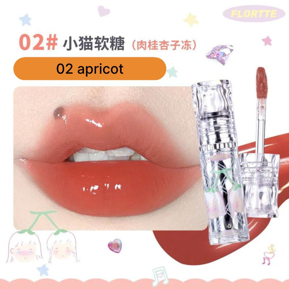 Flortte Limited Edition Lip Gloss Wackky Collection, 2.6g - 02 Apricot