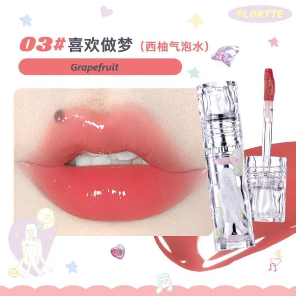 Flortte Limited Edition Lip Gloss Wackky Collection, 2.6g - 03 Grapefruit